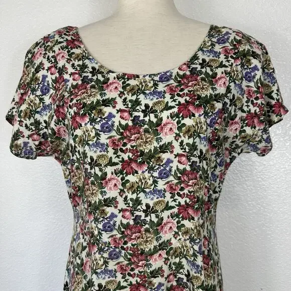 Vintage 90s Y2K All That Jazz Dress Midi Size 9/10 Floral Cottagecore Peasant - Picture 4 of 13